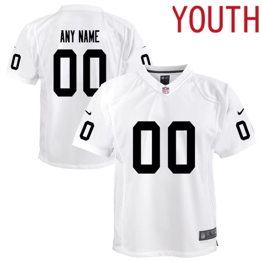 Youth Las Vegas Raiders Nike White Team Custom Game NFL Jersey-0